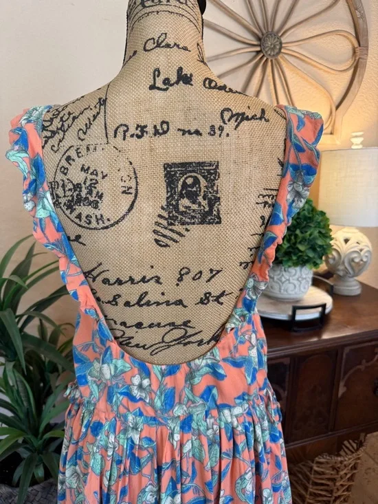 Free People Coral Peach Floral Mini Dress - Picture 10 of 14